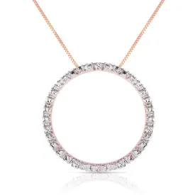 14K Solid Rose Gold Diamonds Circle Of Love Necklace