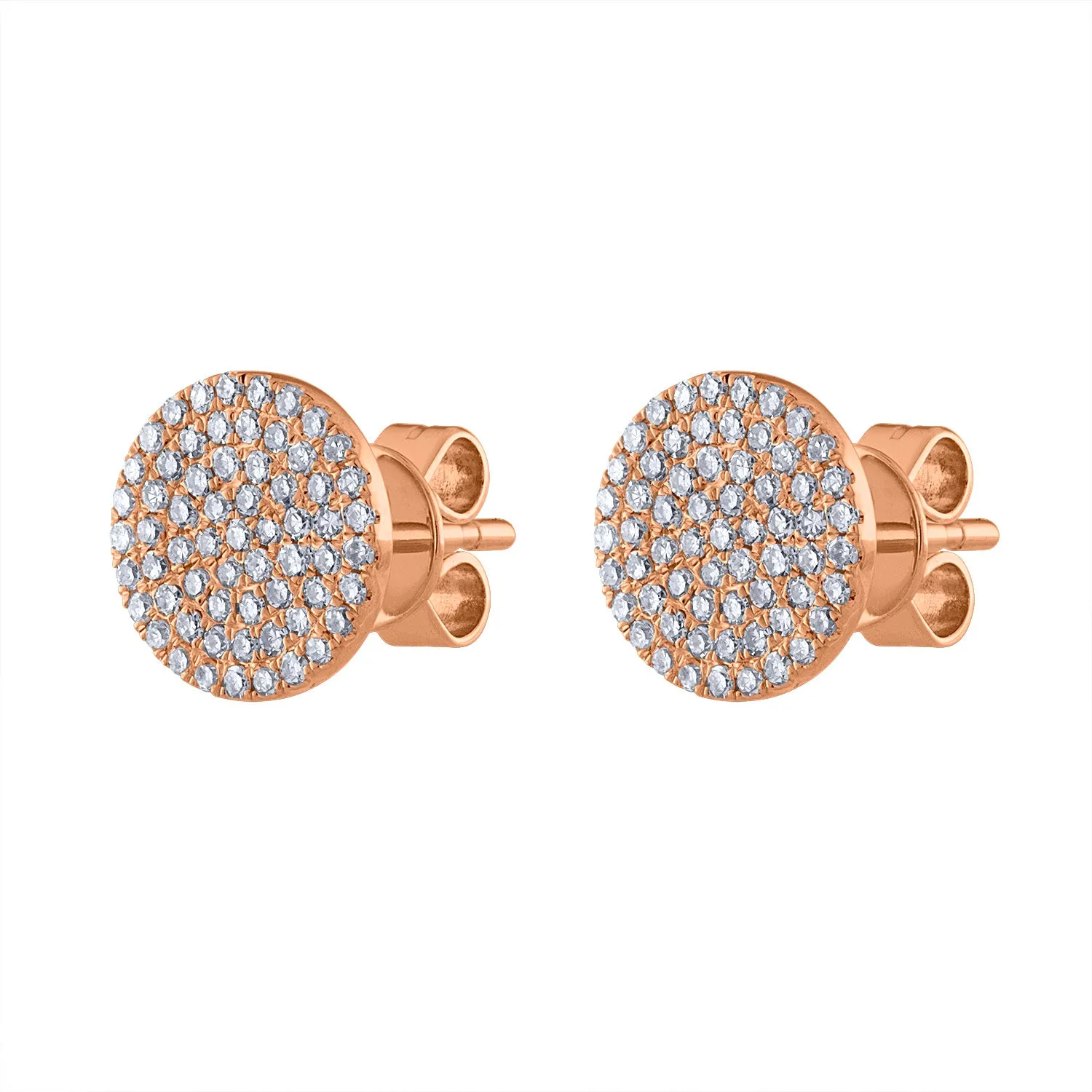 14KT GOLD PAVE DIAMOND MEDIUM DISK EARRING