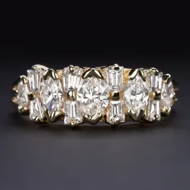 1.5ct NATURAL DIAMOND VINTAGE COCKTAIL BAND 14k YELLOW GOLD RING CLUSTER ESTATE