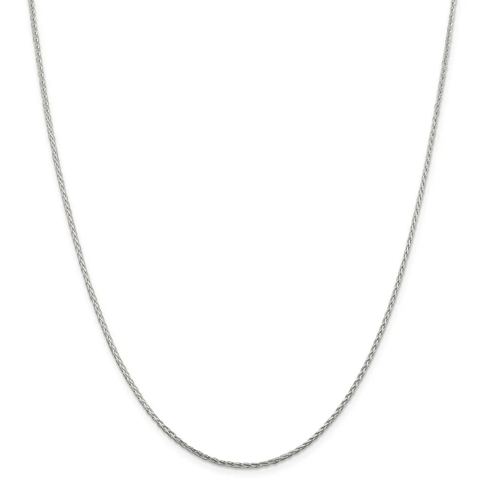 1.5mm Sterling Silver Diamond Cut Solid Round Spiga Chain Necklace