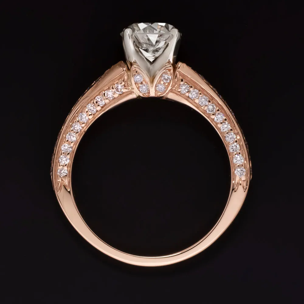 1.70ct NATURAL DIAMOND ROUND BRILLIANT CUT ENGAGEMENT RING ROSE GOLD SPLIT SHANK