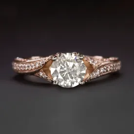 1.70ct NATURAL DIAMOND ROUND BRILLIANT CUT ENGAGEMENT RING ROSE GOLD SPLIT SHANK