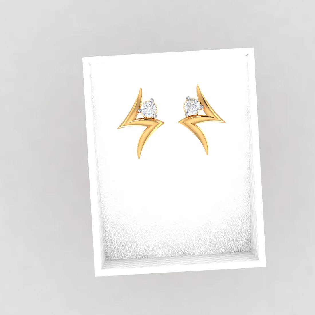 18k Z-shape Gold Earrings With Diamonds