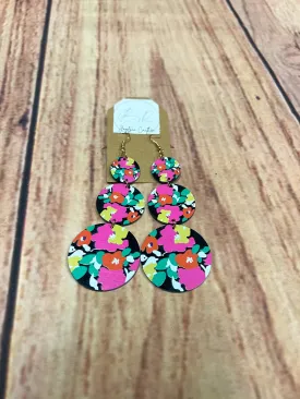 3 Tier Drop Floral Confetti Earrings