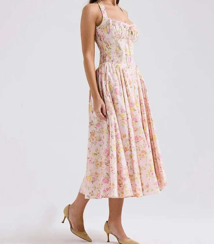 A&A Vintage Floral Print Midi Sundress