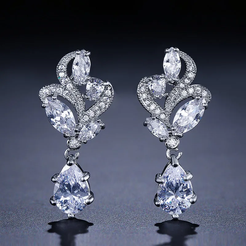 Adeline Tear Drop & Marquise Crystal Bridal Earrings