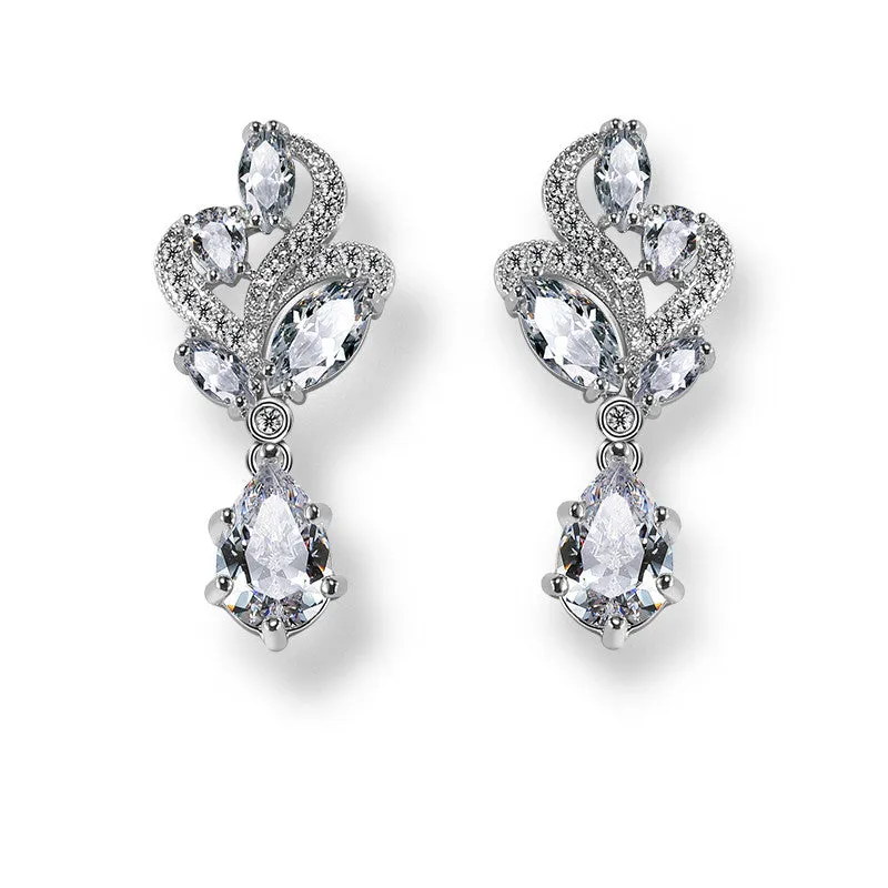 Adeline Tear Drop & Marquise Crystal Bridal Earrings