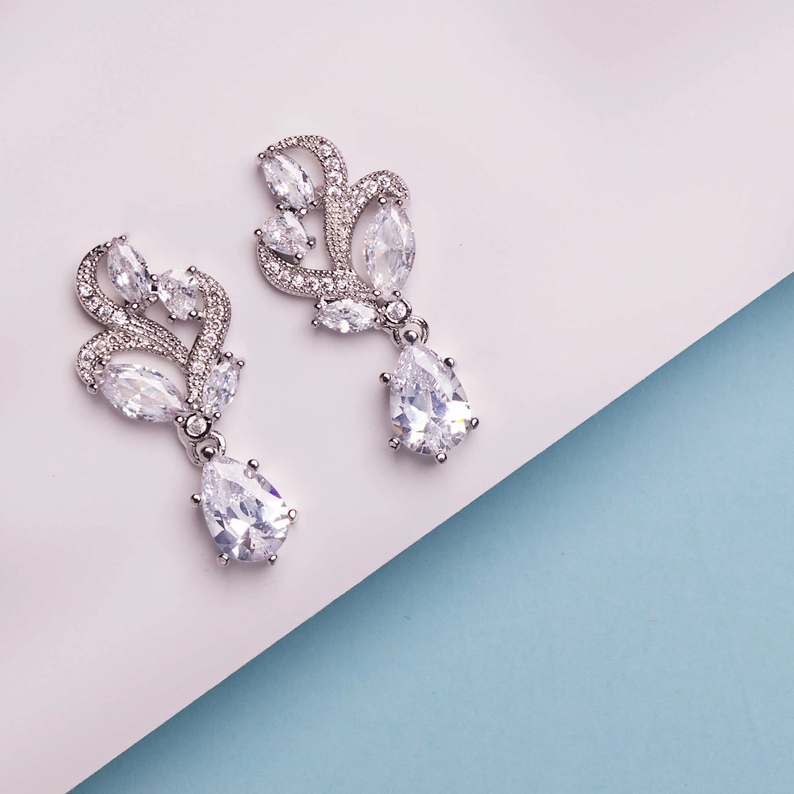 Adeline Tear Drop & Marquise Crystal Bridal Earrings