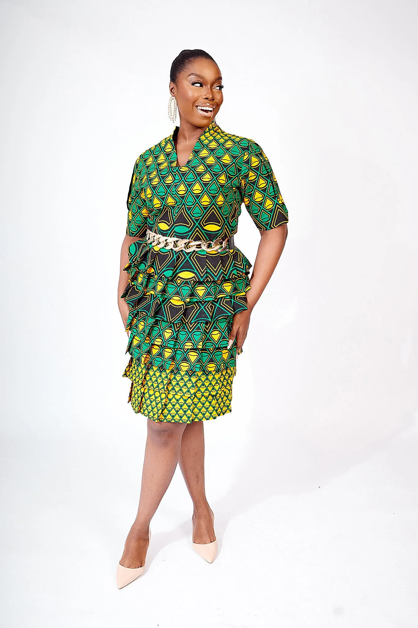 ADWOA AFRICAN PRINT MIDI DRESS