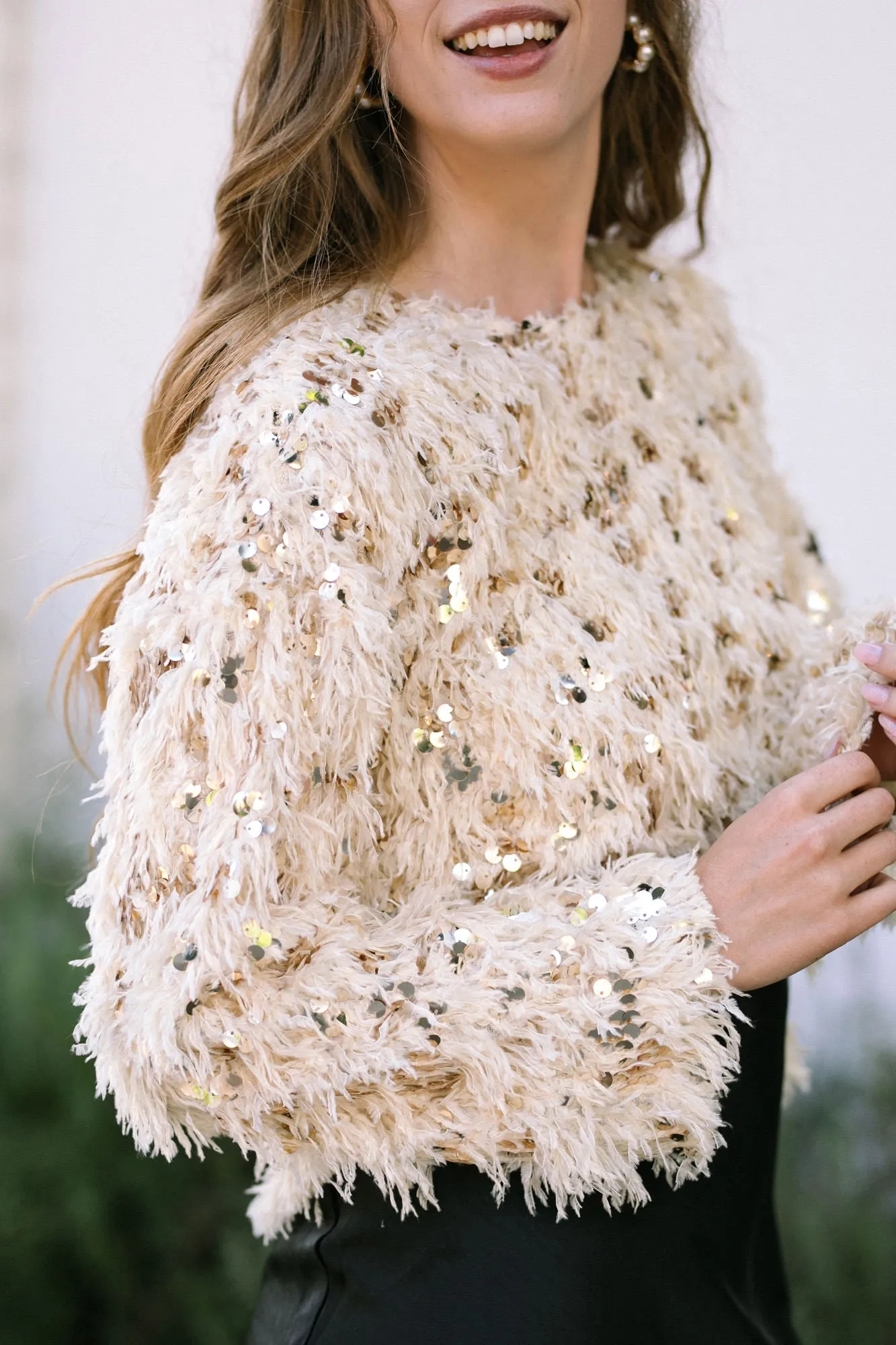 Aja Feather Sequin Blouse