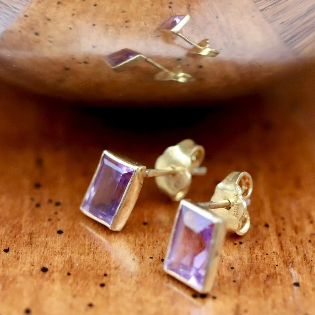 Amethyst Parallelogram Earrings