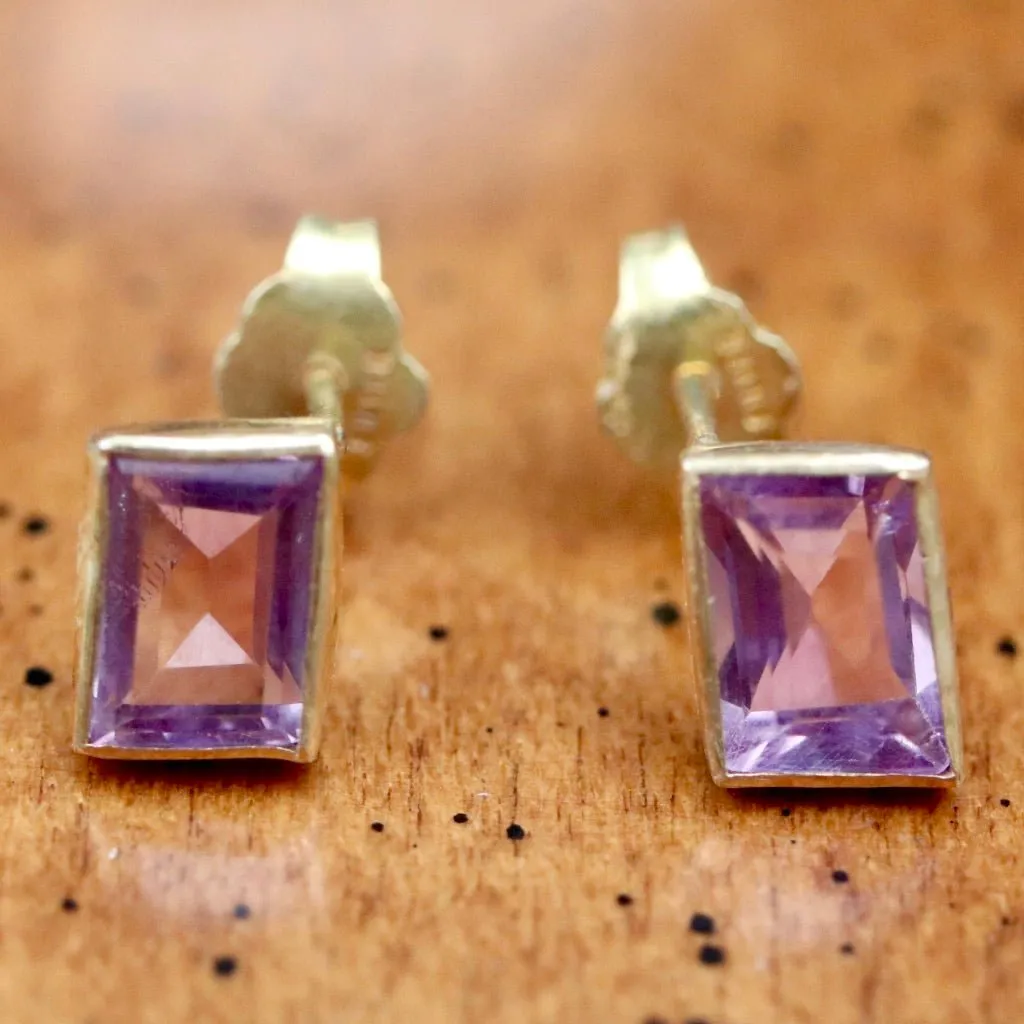 Amethyst Parallelogram Earrings