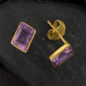 Amethyst Parallelogram Earrings