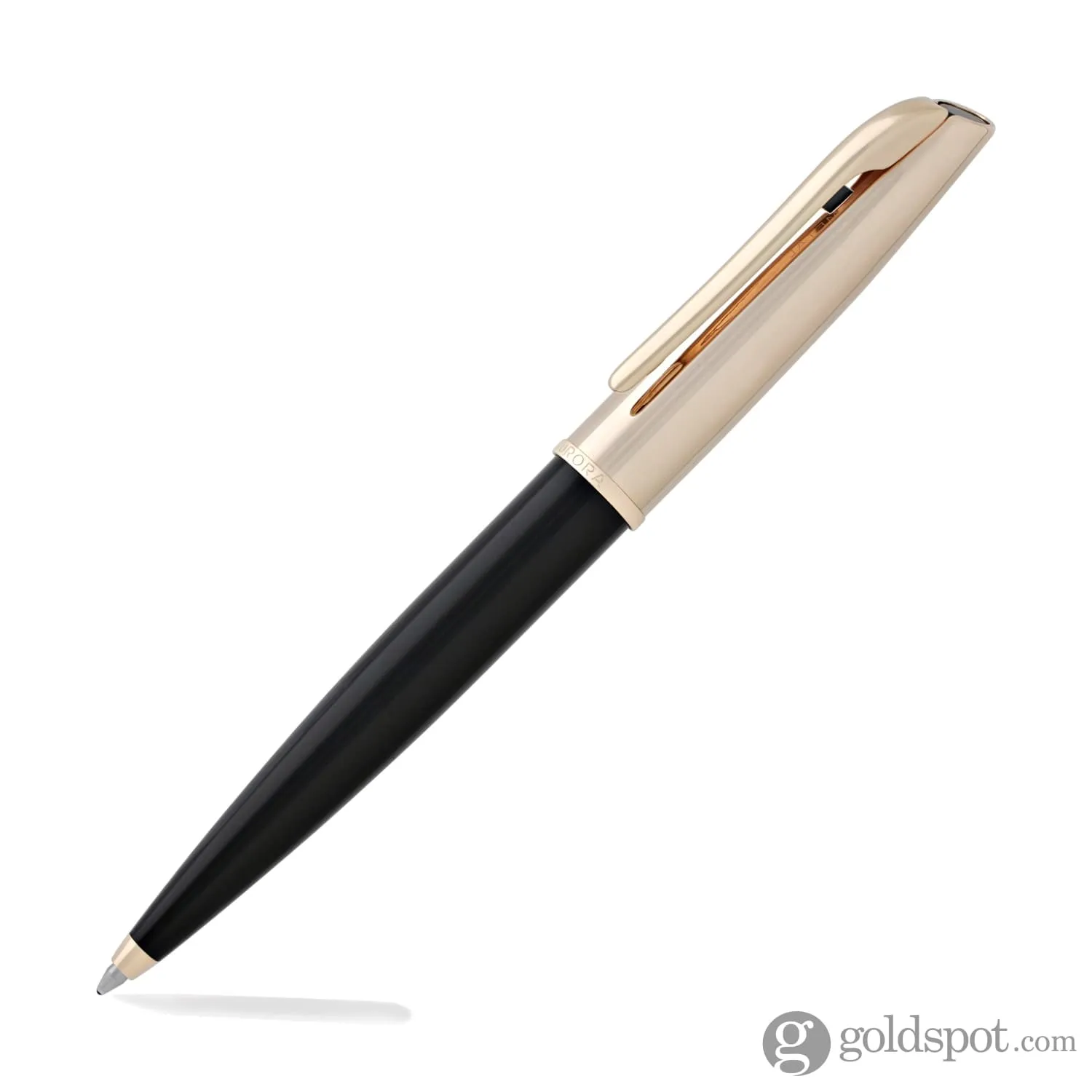 Aurora Style Satin Ballpoint Pen in Black Resin with Rose Gold Cap