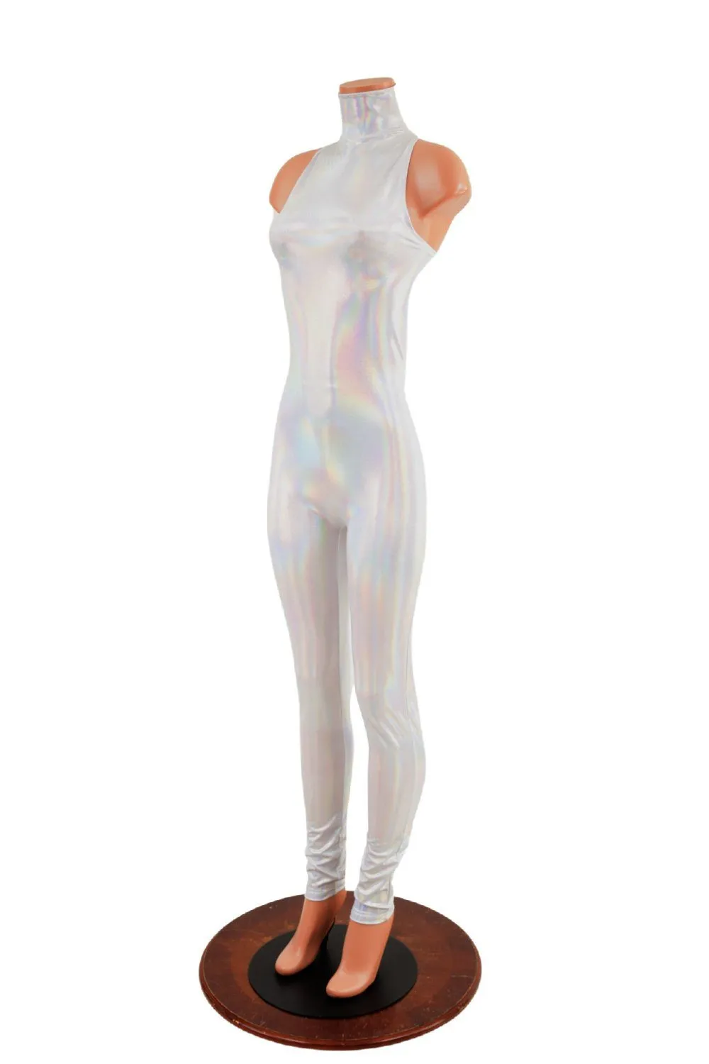 Backless Flashbulb Catsuit with Snap Back Turtleneck