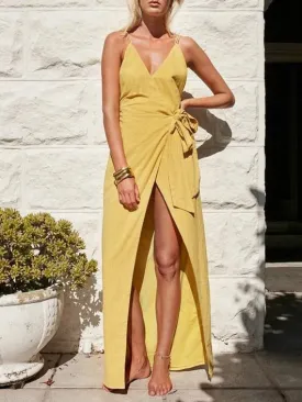 Backless Split-side Maxi Dress