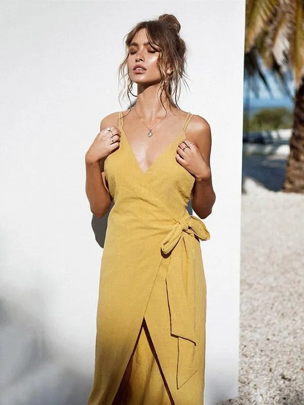 Backless Split-side Maxi Dress