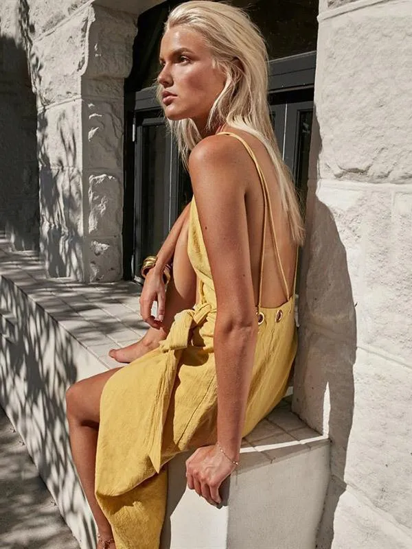 Backless Split-side Maxi Dress