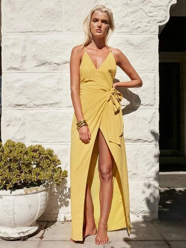 Backless Split-side Maxi Dress