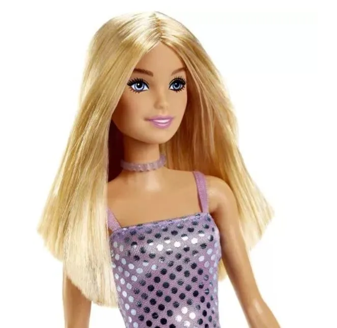 Barbie Glitz Blonde Hair Doll (Lavender Metallic Mini Dress) for Kids Ages 3 