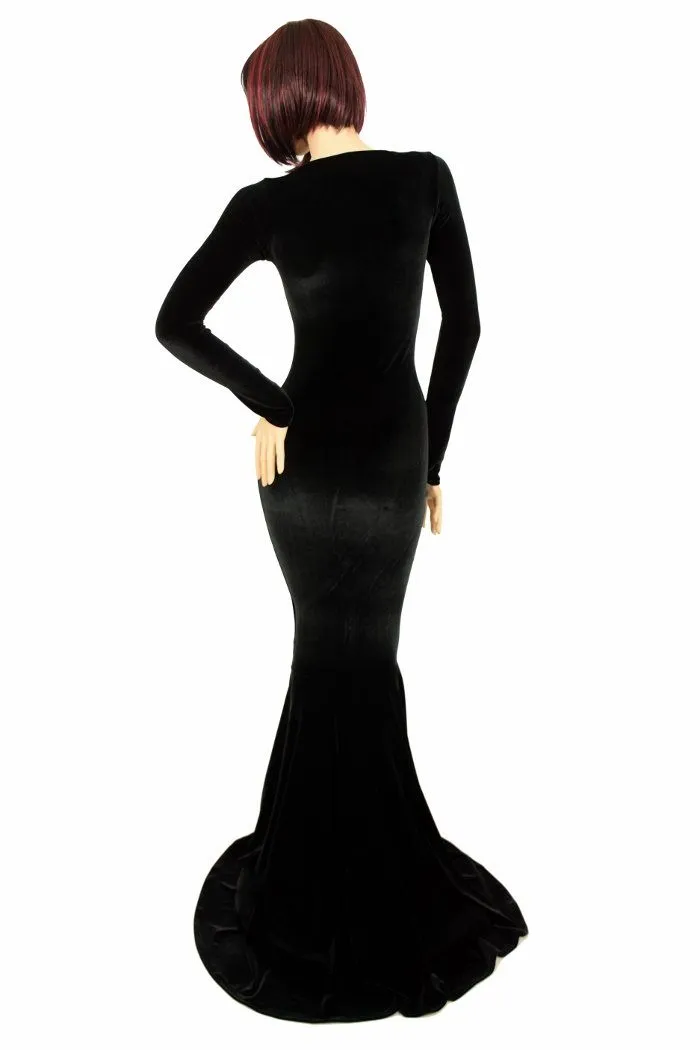 Black Velvet Long Sleeve Gown