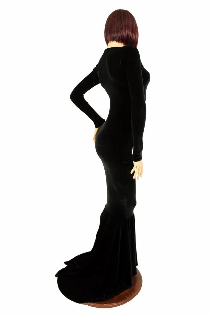 Black Velvet Long Sleeve Gown