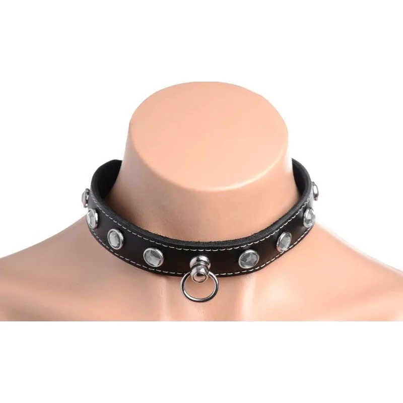 Bling Vixen Leather Choker w/ Clear Rhinestones