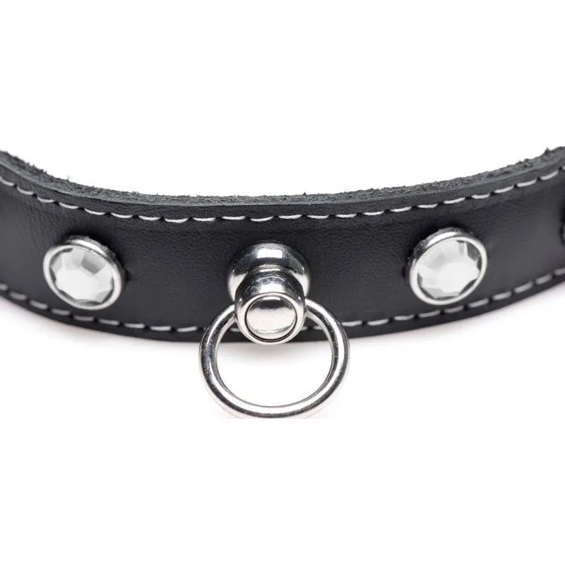 Bling Vixen Leather Choker w/ Clear Rhinestones