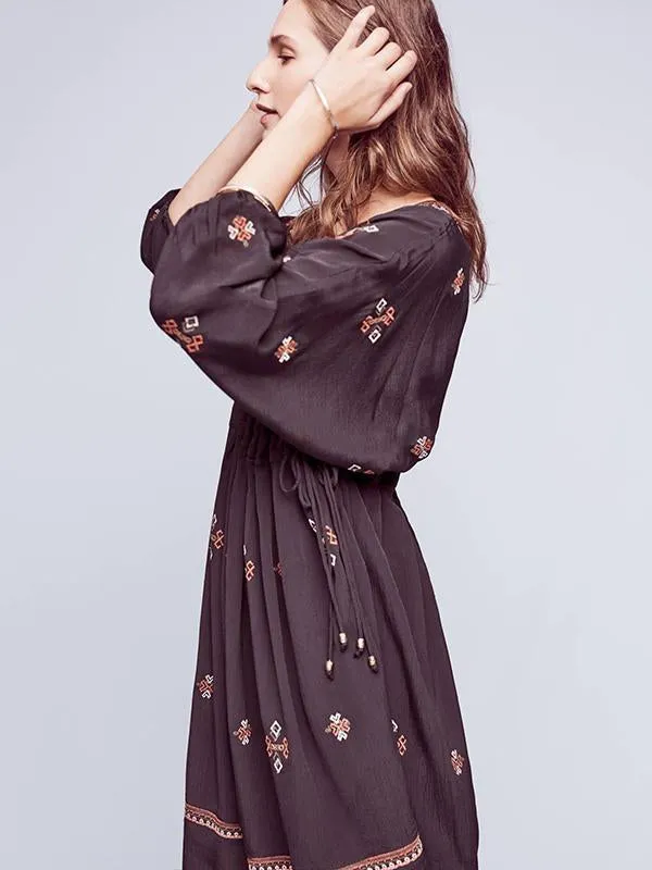 Bohemia Embroidered Loose Mini Dress