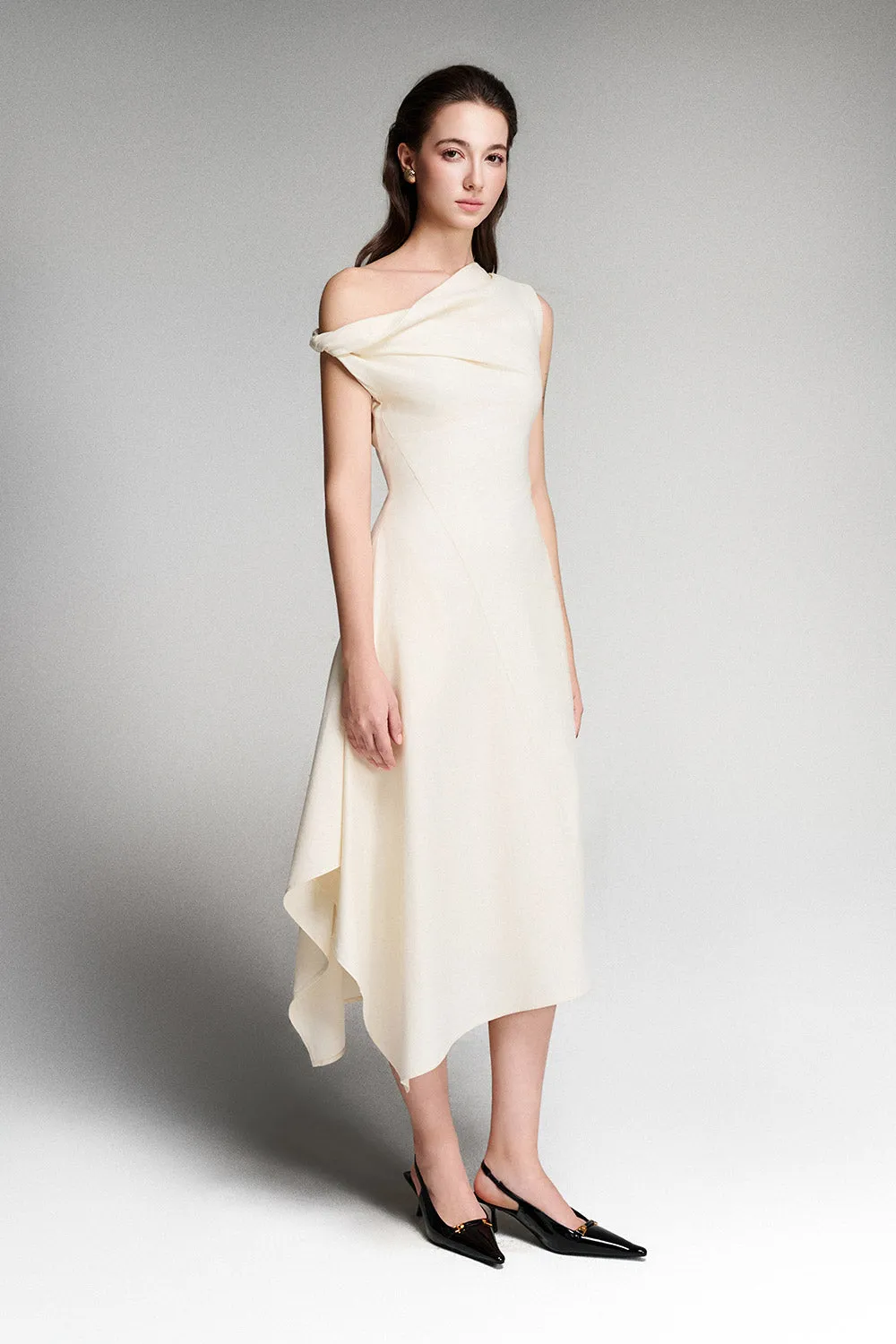 Briar Asymmetric Wavy Tencel Midi Dress