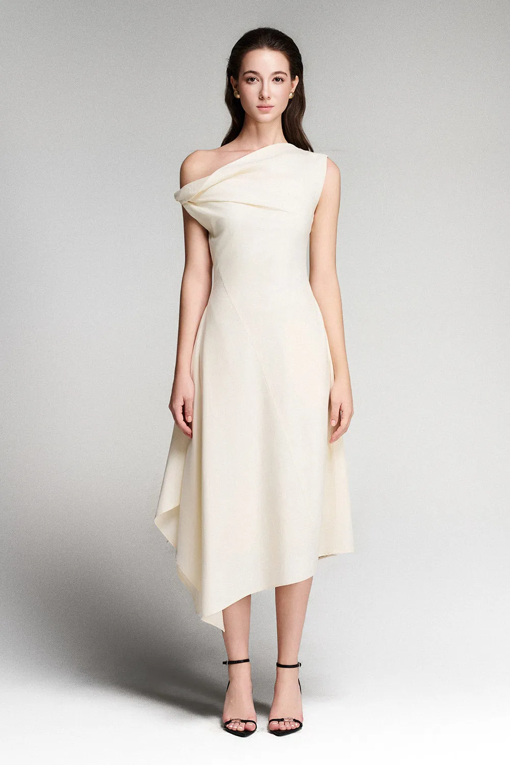 Briar Asymmetric Wavy Tencel Midi Dress