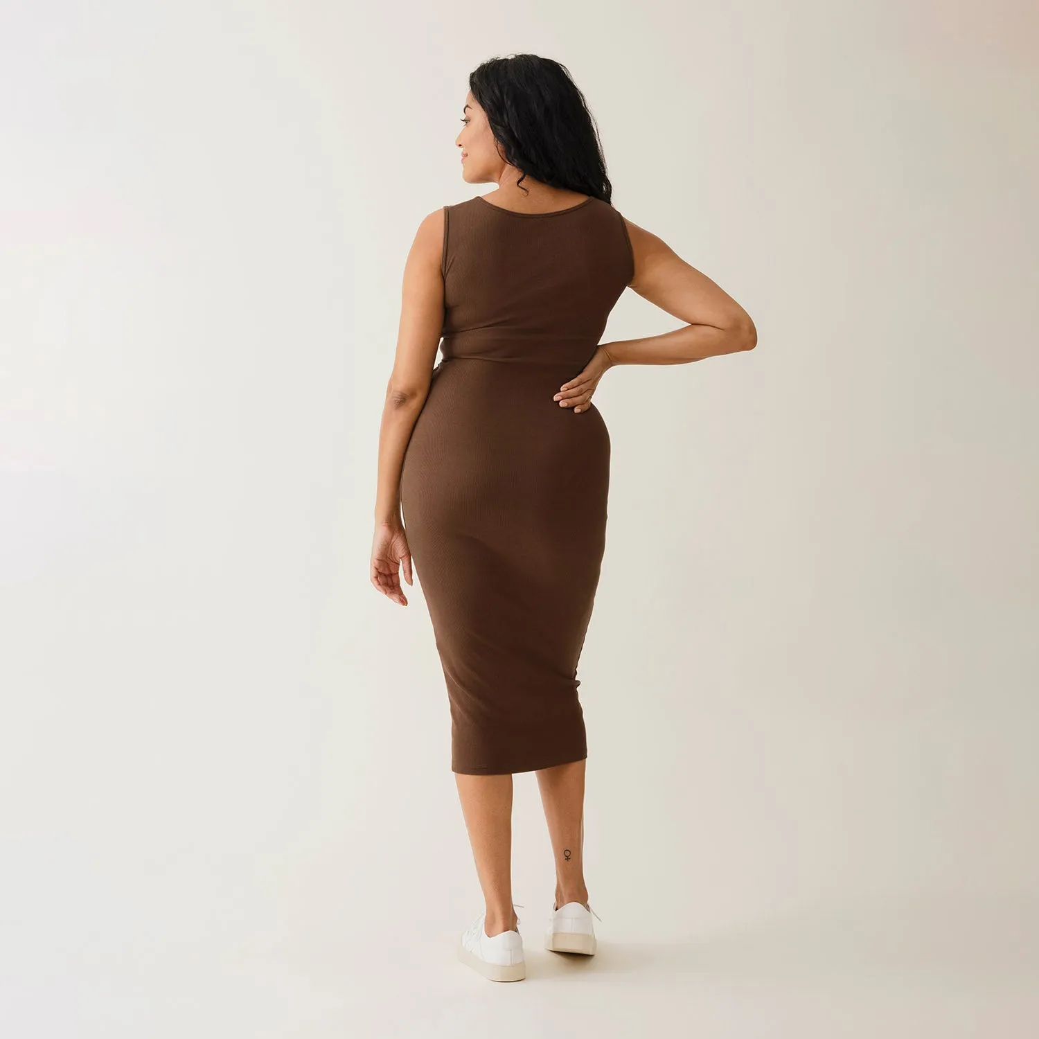 Cotton Maternity Signe Dress - Cocoa Brown