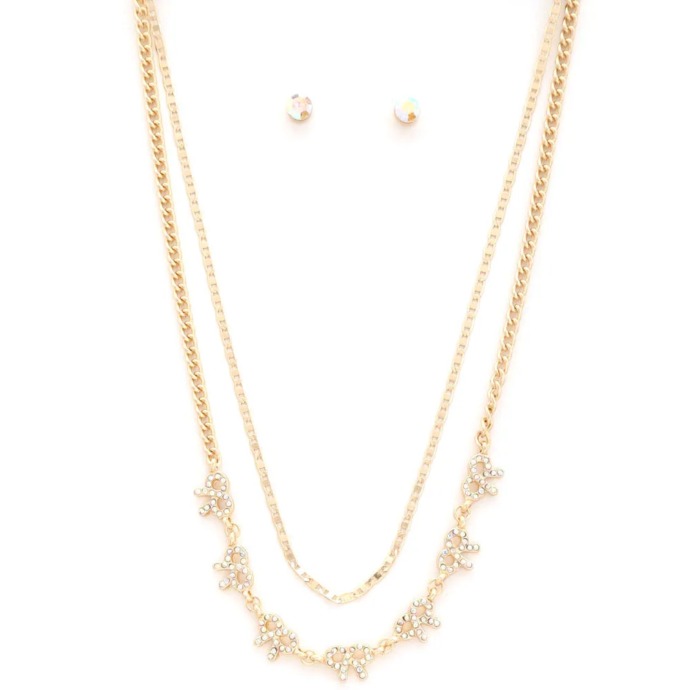 Crystal Strand Double Necklace in Gold