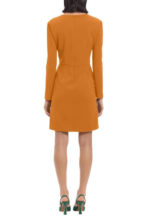 Donna Morgan Long Sleeve Sheath Dress with Flap Pockets at Side Hips