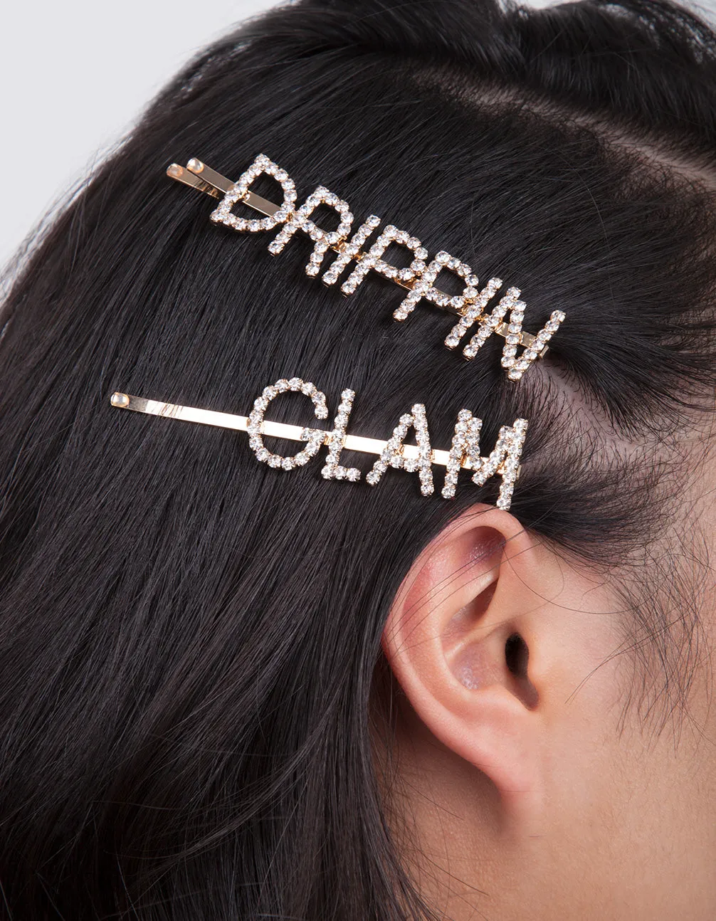 Drippin Glam Gold Diamante Hair Clip Pack