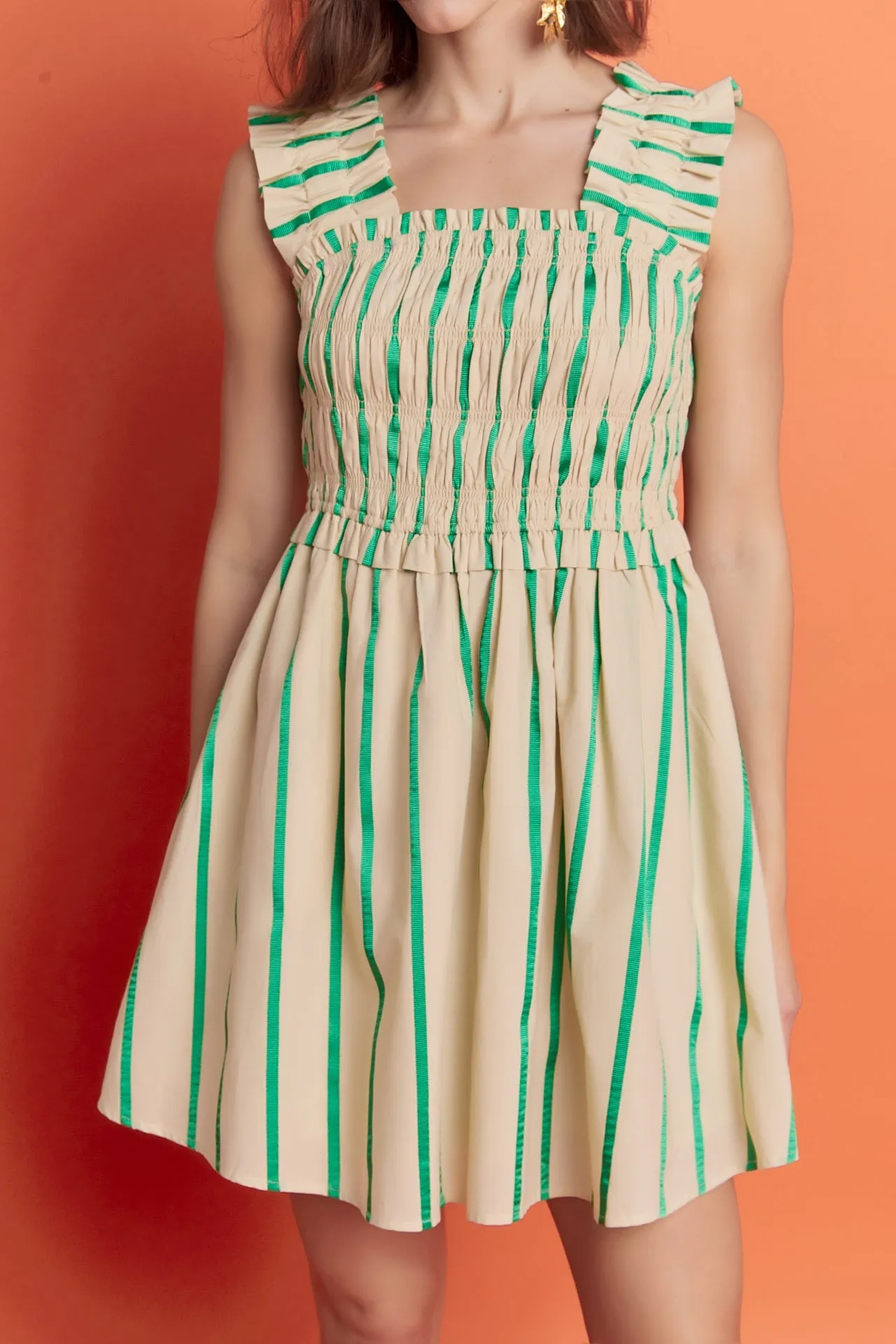 English Factory - Stripe Ruffled Midi Dress