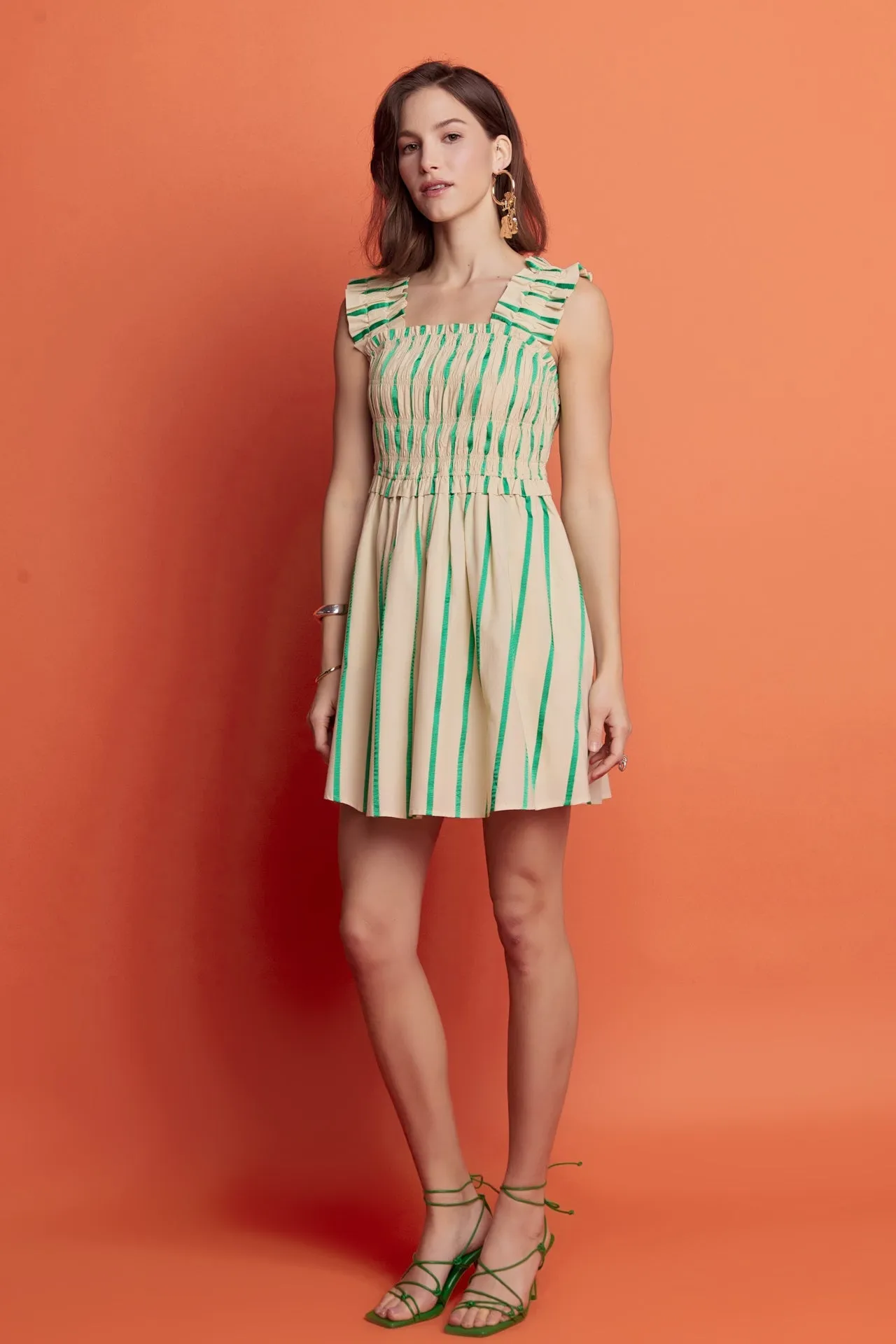 English Factory - Stripe Ruffled Midi Dress