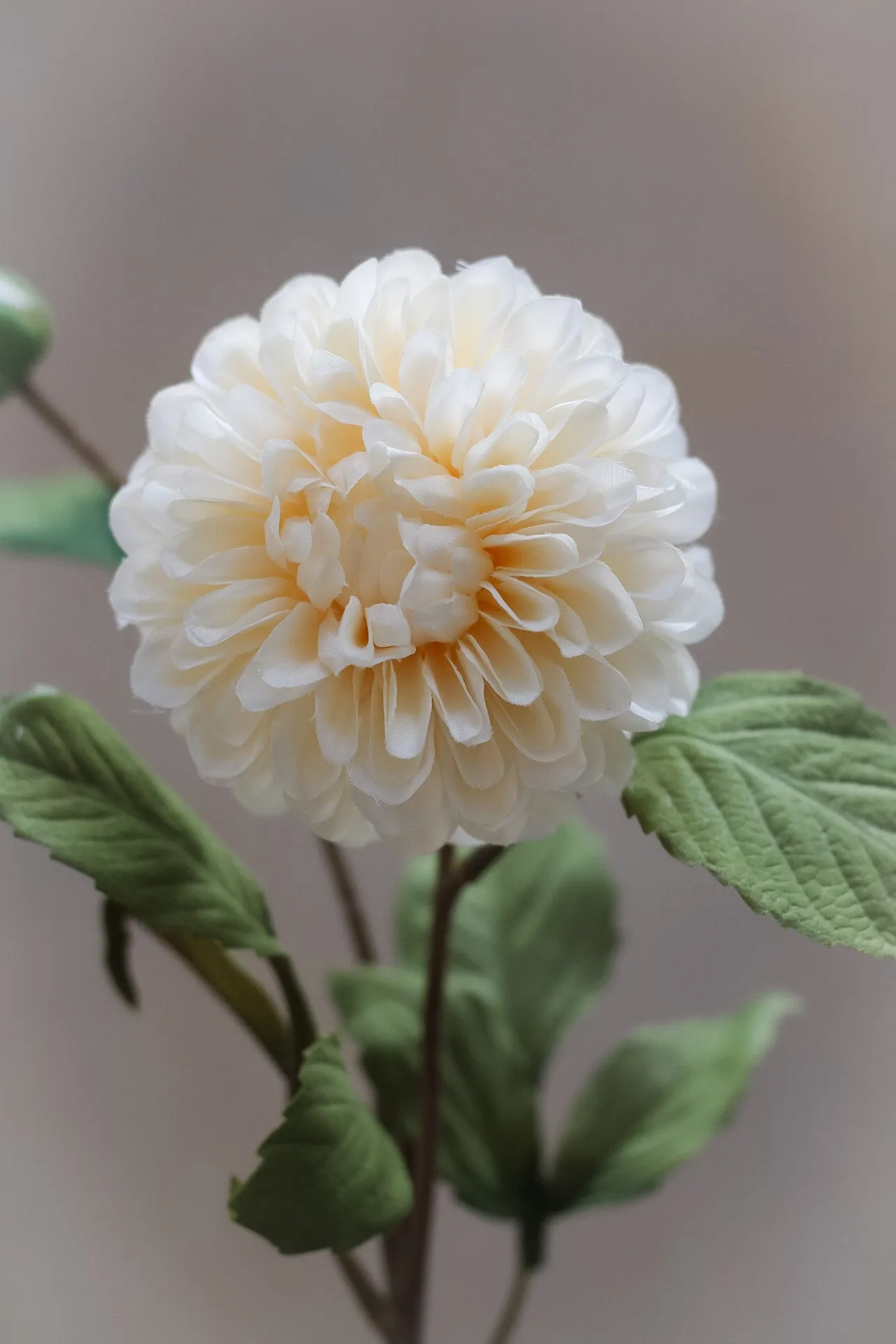 Faux Soft Cream Dahlia Stem