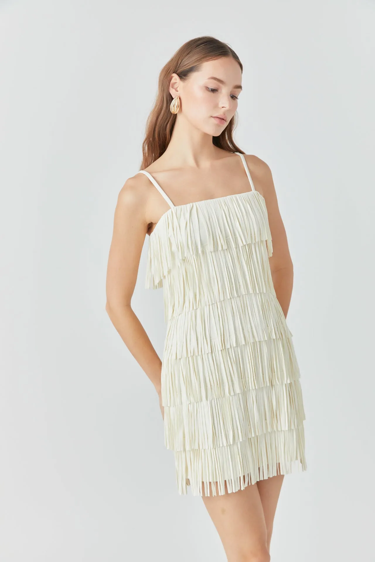 Faux Suede Fringe Mini Dress