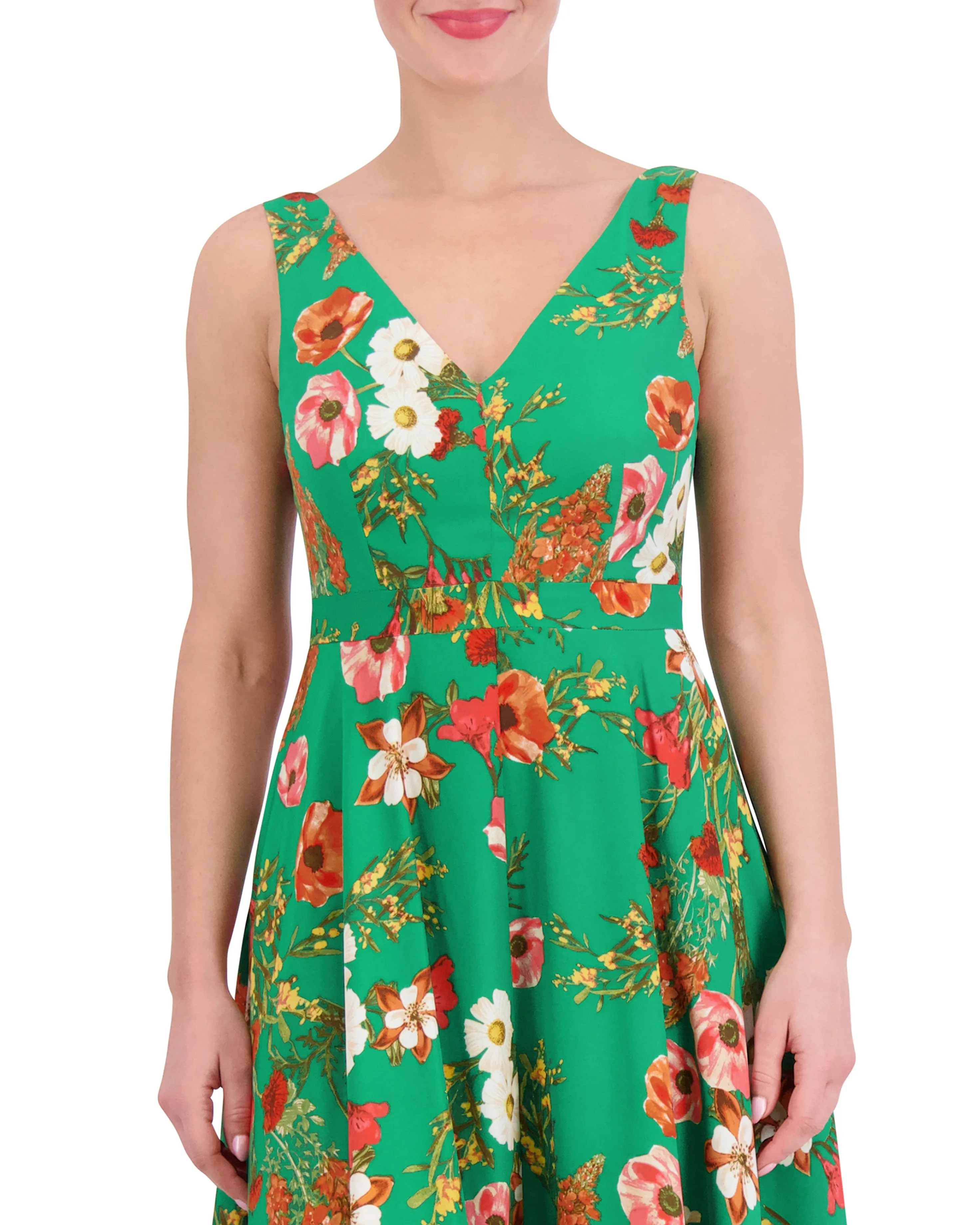 Floral-Print Handkerchief-Hem Dress