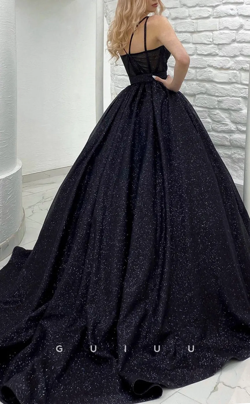 G2868 - Elegant & Luxurious Glitter A-Line Sweetheart Straps Prom Evening Dress