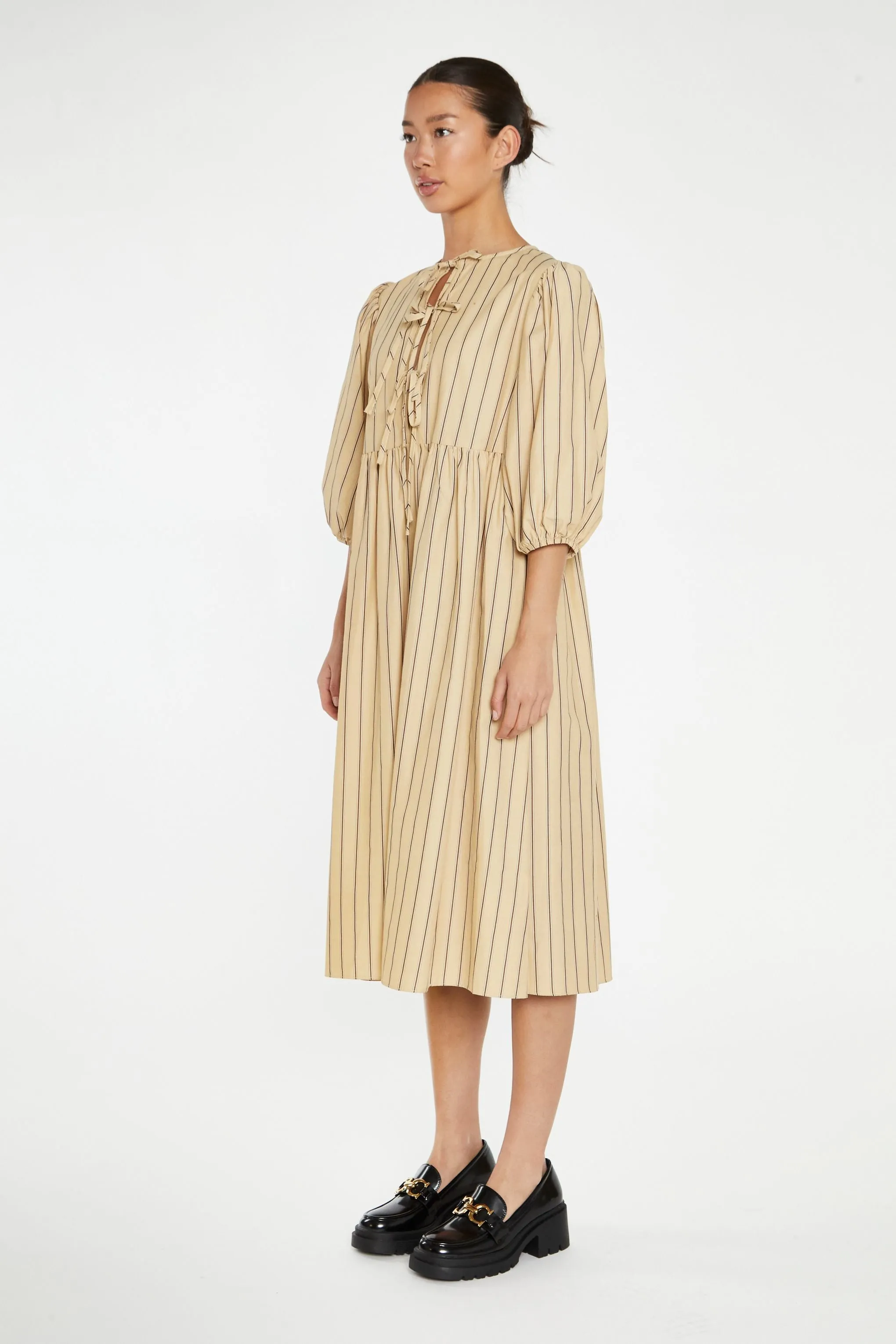 Glamorous - Beige Stripe Smock Dress