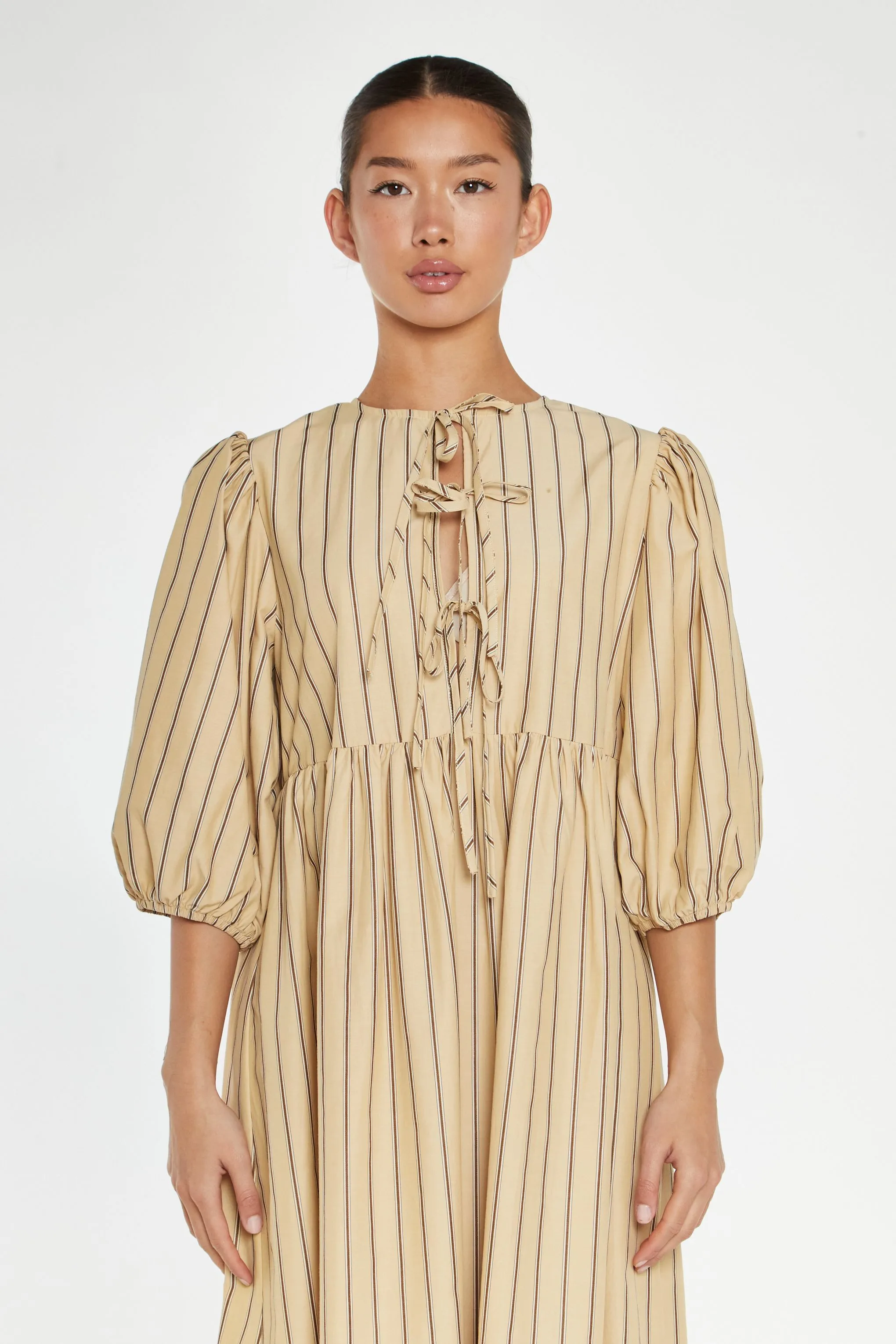 Glamorous - Beige Stripe Smock Dress