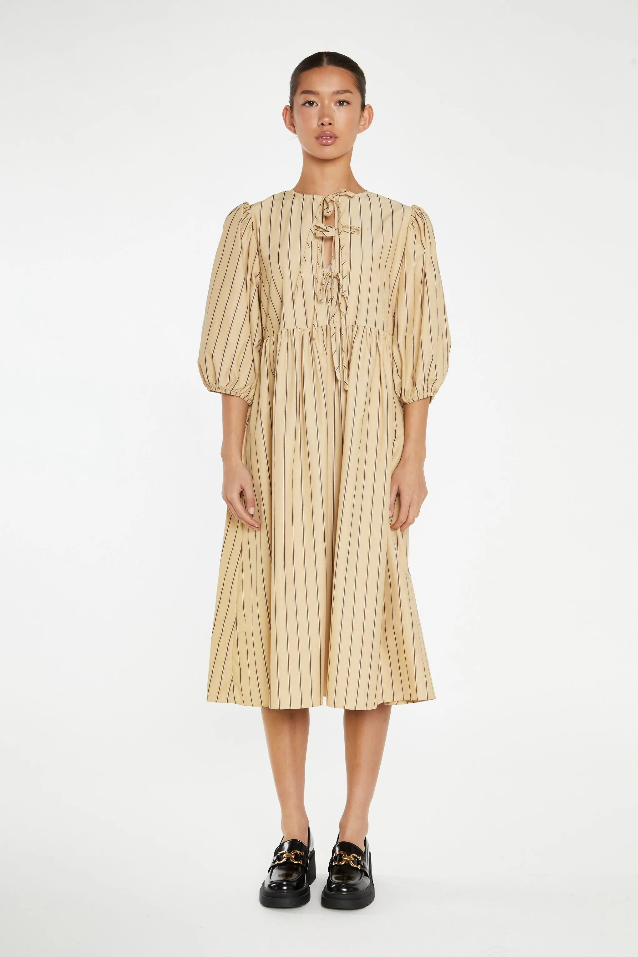 Glamorous - Beige Stripe Smock Dress