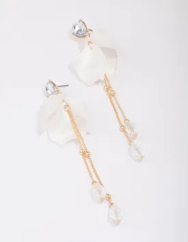 Gold Climbing Rose Drop Earrings