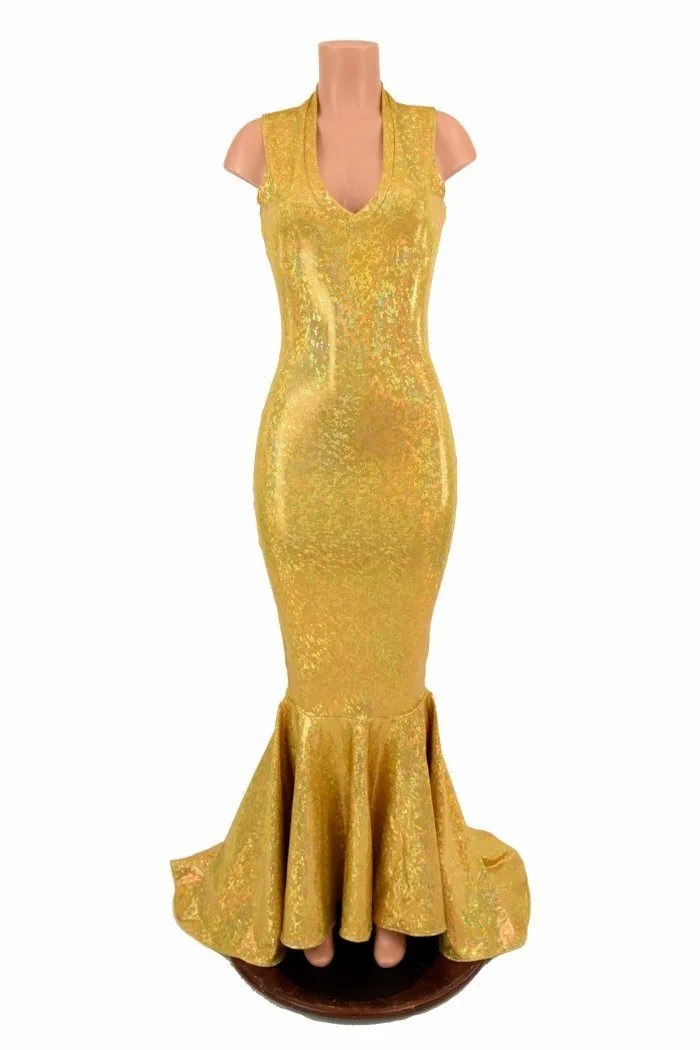 Gold Kaleidoscope V Neck Gown