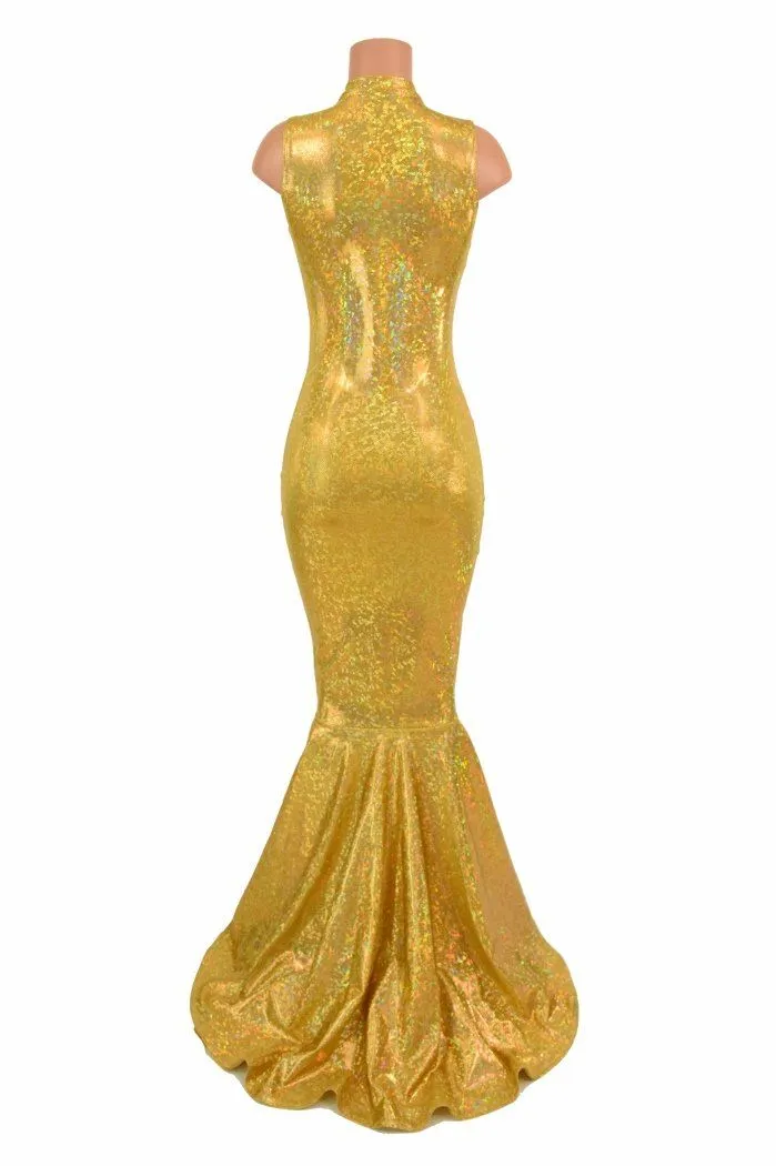 Gold Kaleidoscope V Neck Gown