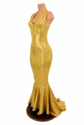 Gold Kaleidoscope V Neck Gown