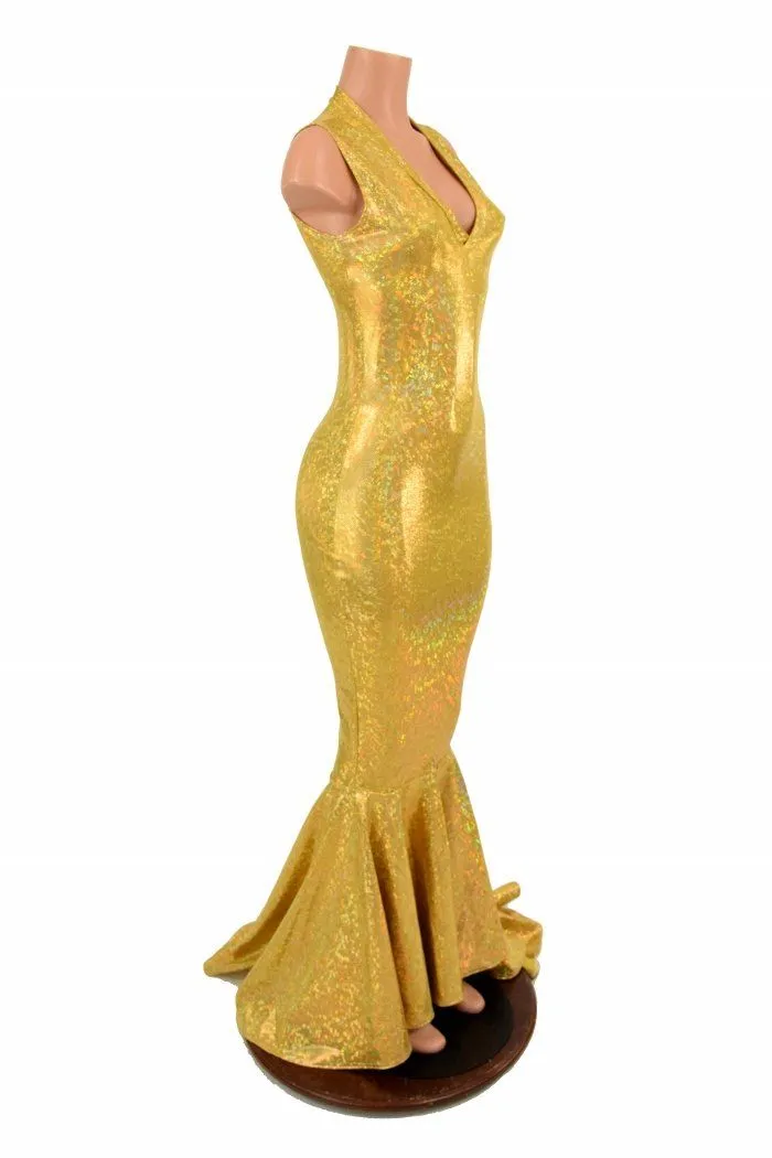 Gold Kaleidoscope V Neck Gown