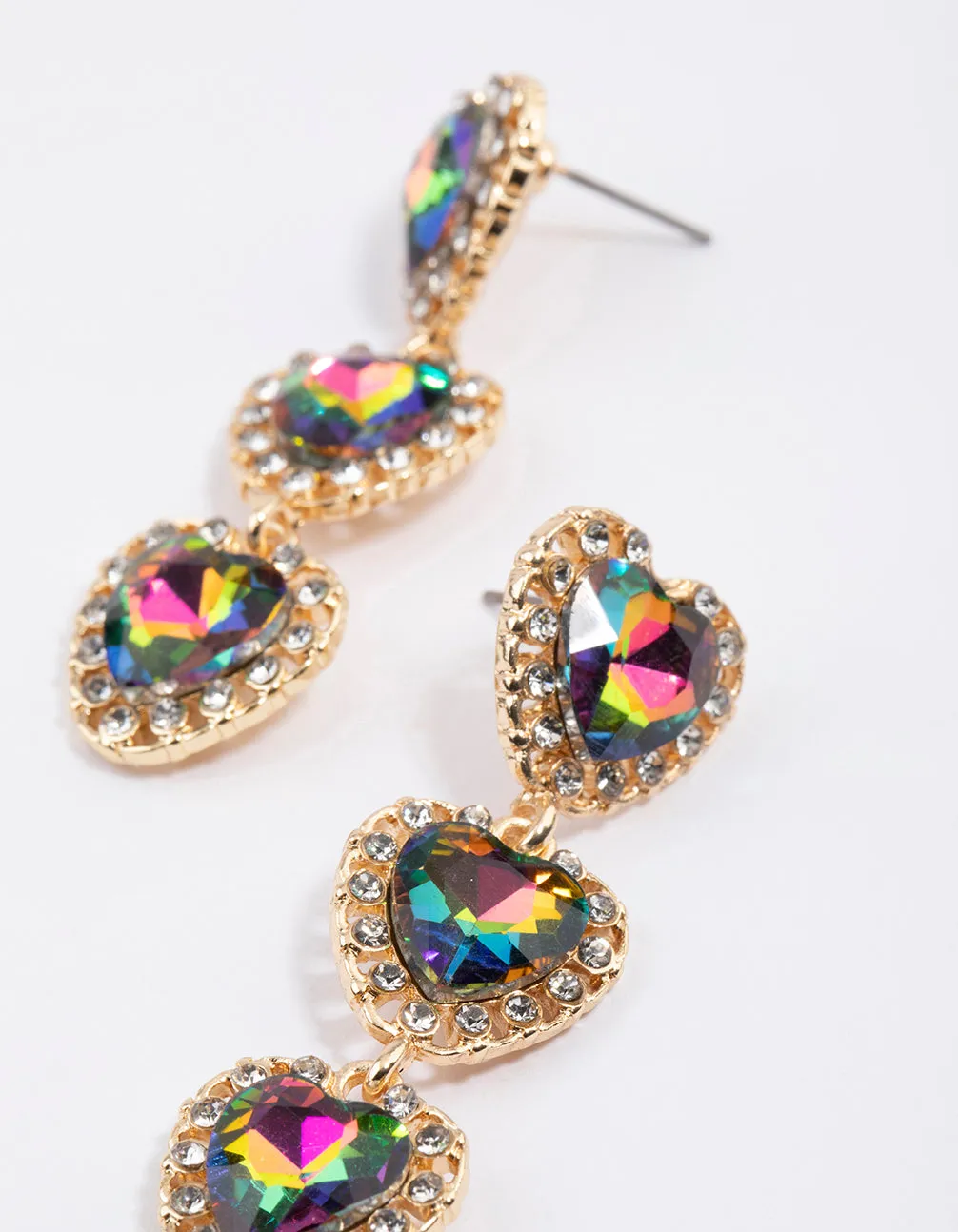 Gold Multi Stone Decorative Drop Earrings